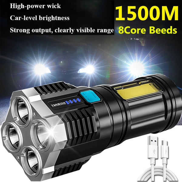 High Performance Ultra-Bright Rechargeable 4-LED Torch Flashlight Night Light