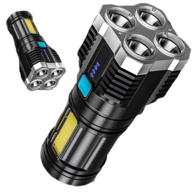 High Performance Ultra-Bright Rechargeable 4-LED Torch Flashlight Night Light