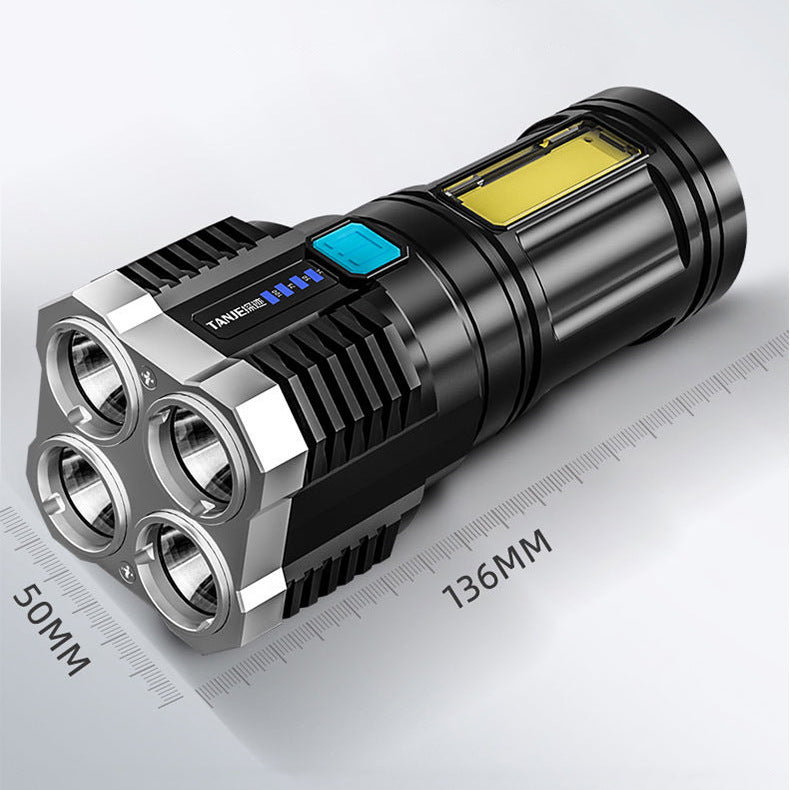 High Performance Ultra-Bright Rechargeable 4-LED Torch Flashlight Night Light