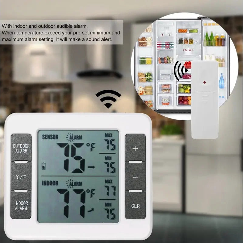 Wireless Digital Refrigerator Freezer Thermometer Remote Sensor Alarm