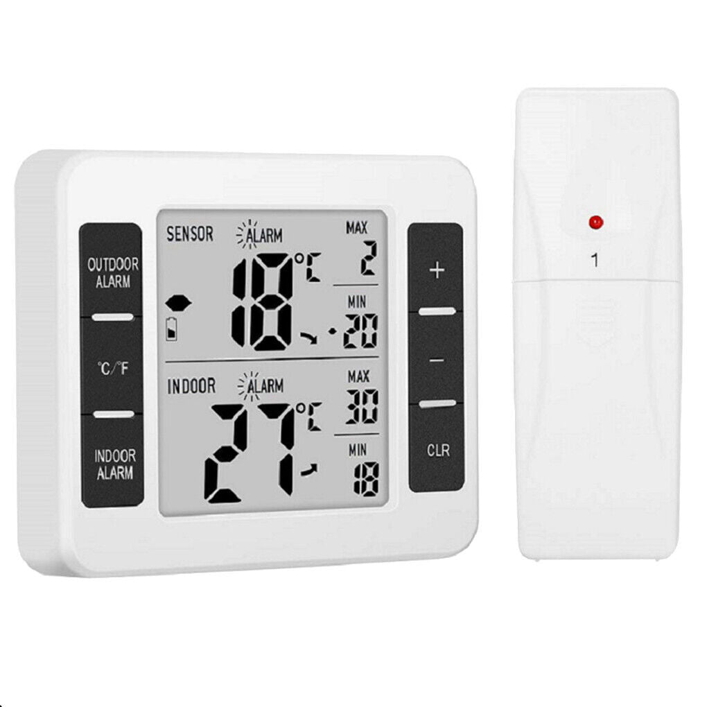 Wireless Digital Refrigerator Freezer Thermometer Remote Sensor Alarm