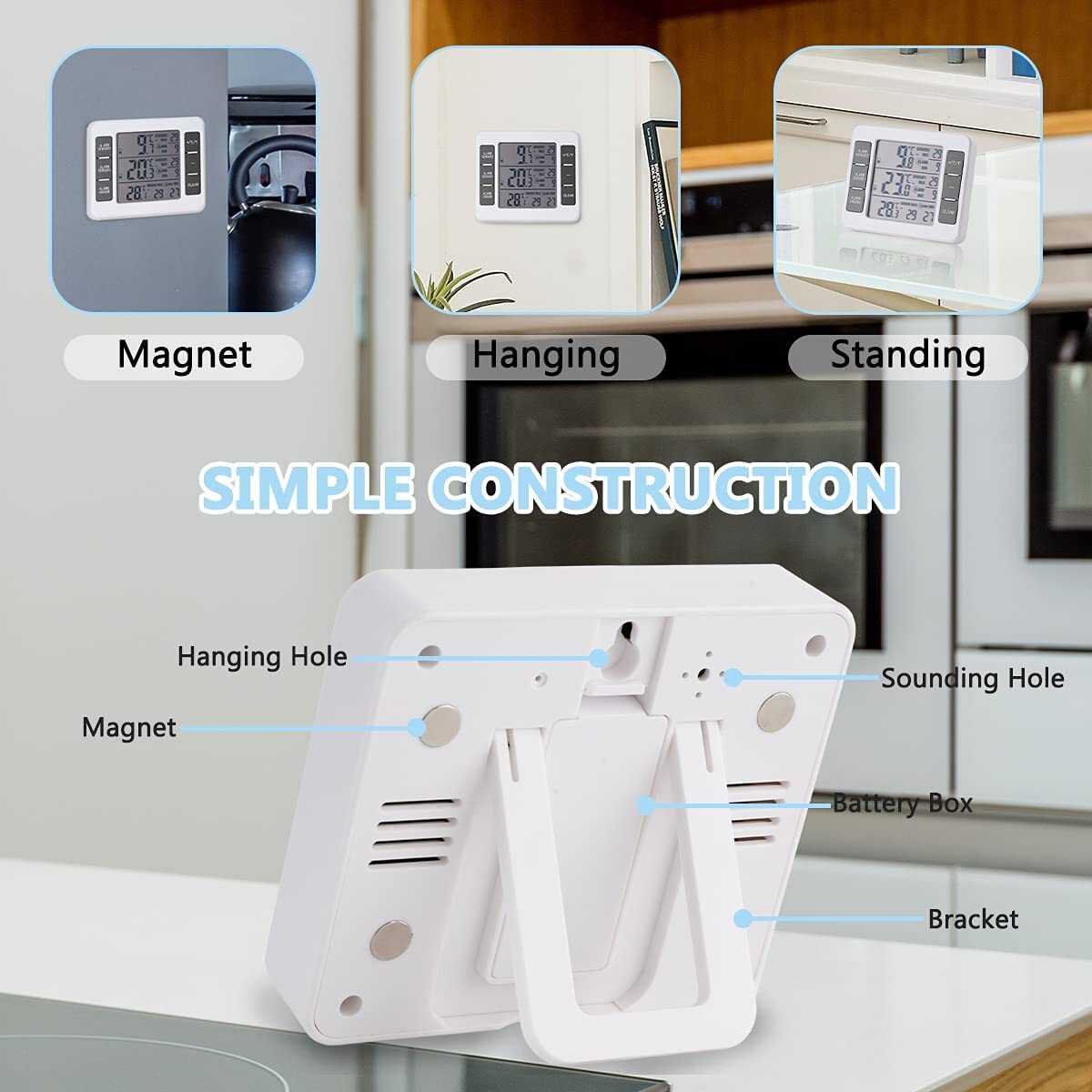 Wireless Digital Refrigerator Freezer Thermometer Remote Sensor Alarm