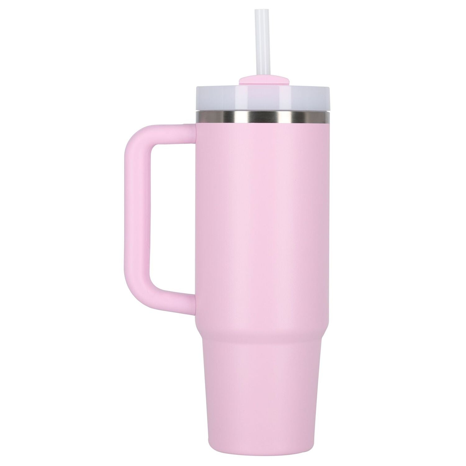 40oz Stainless Steel Insulated Tumbler with Handle Straw Travel Mug (Pink)