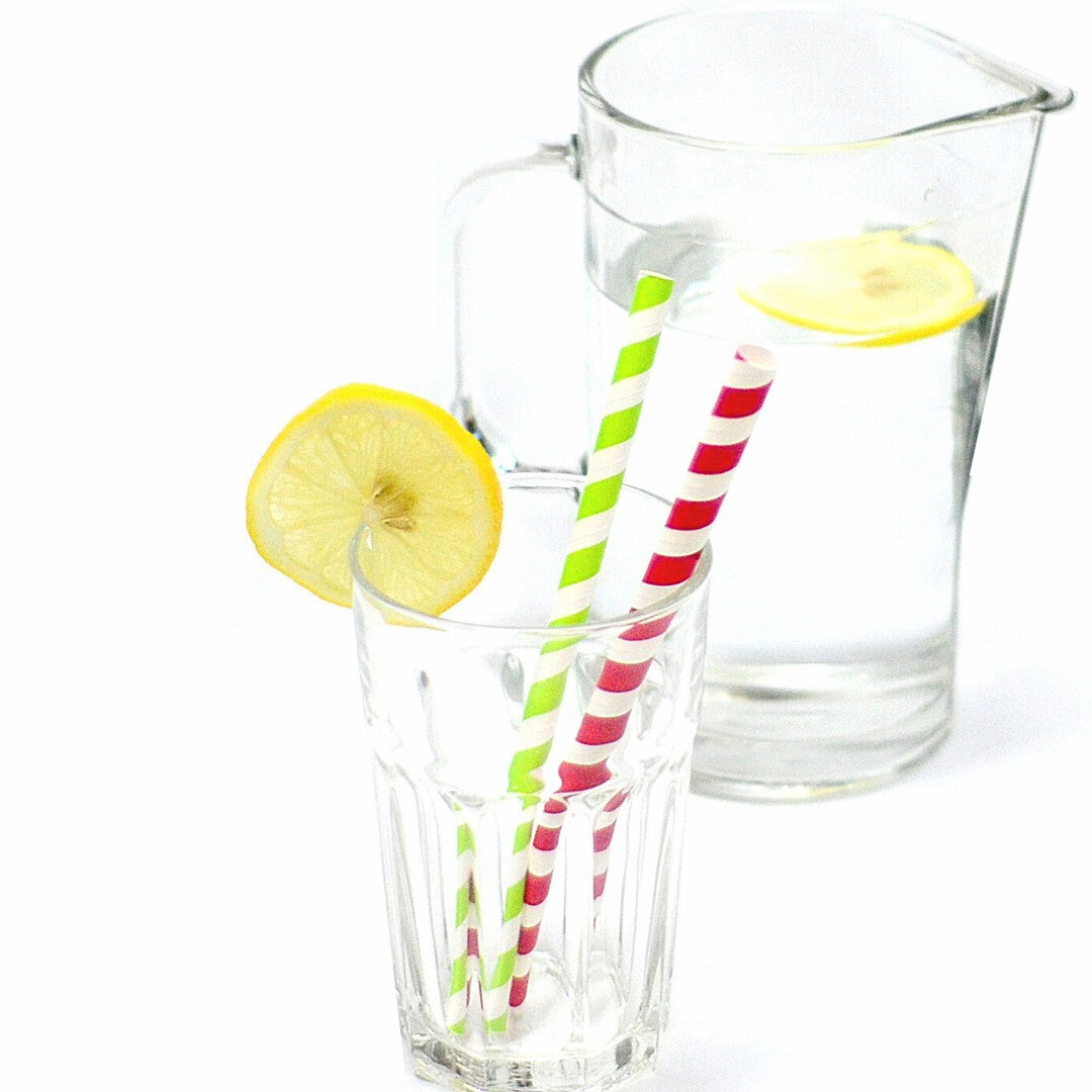 100 PCS Colourful Stripe Biodegradable Paper Drinking Straws