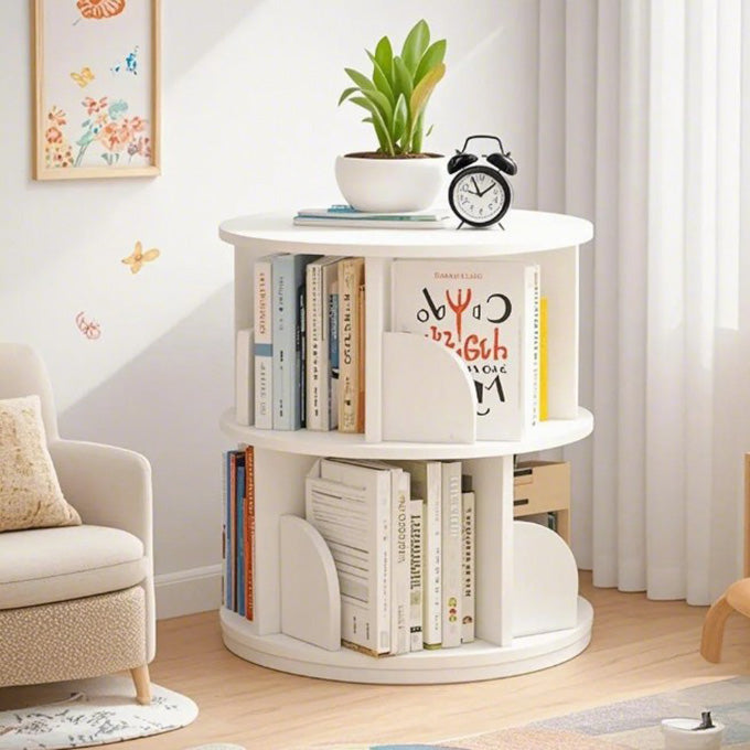 Sanctuary 360-degree Rotating 2 Tier Display Shelf Bookcase Organiser (White)