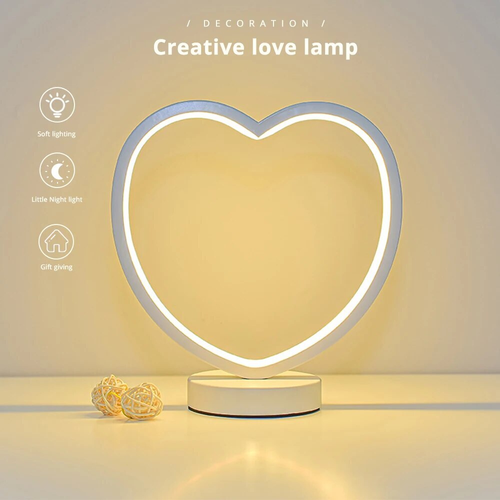 Heart Shaped Table Lamp LED Eye Protection Decorative Lantern Night Light