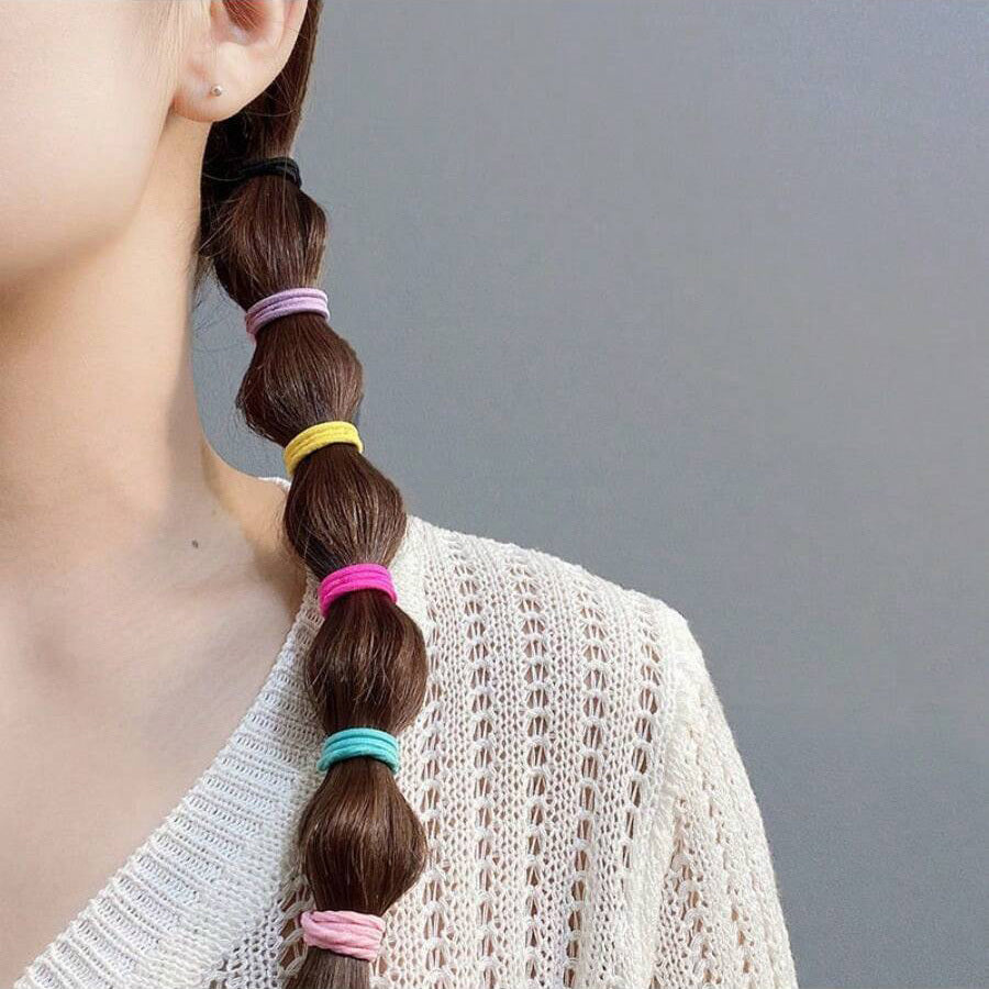 100 Piece Colourful Hair Ties Set Soft Elastic Bands for Kids and Adults