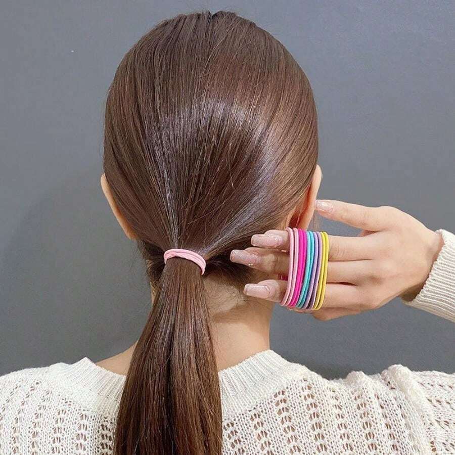 100 Piece Colourful Hair Ties Set Soft Elastic Bands for Kids and Adults