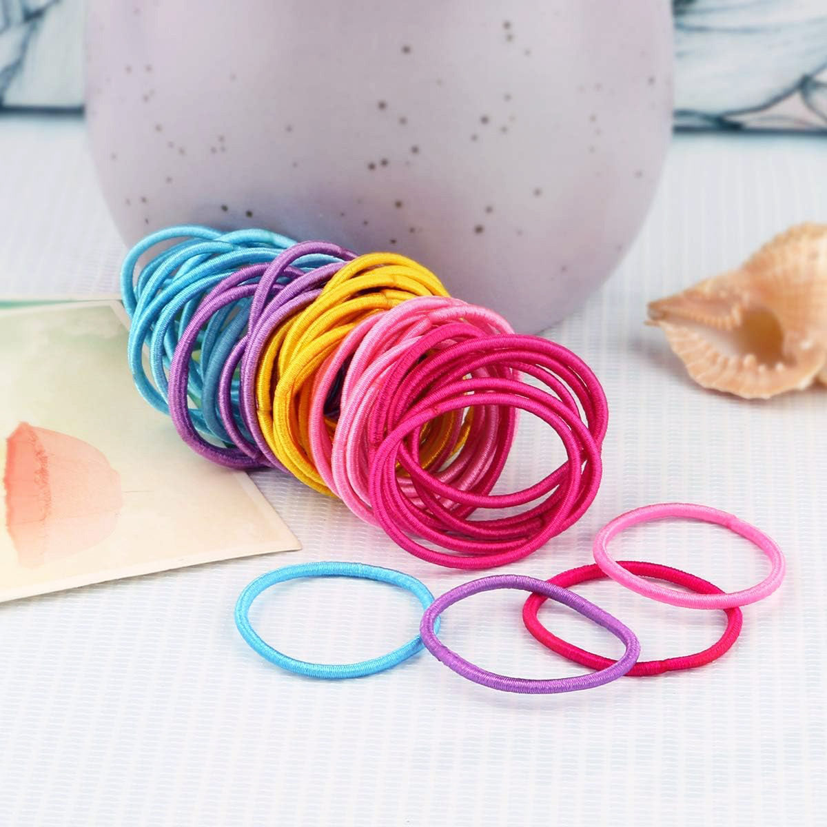 100 Piece Colourful Hair Ties Set Soft Elastic Bands for Kids and Adults