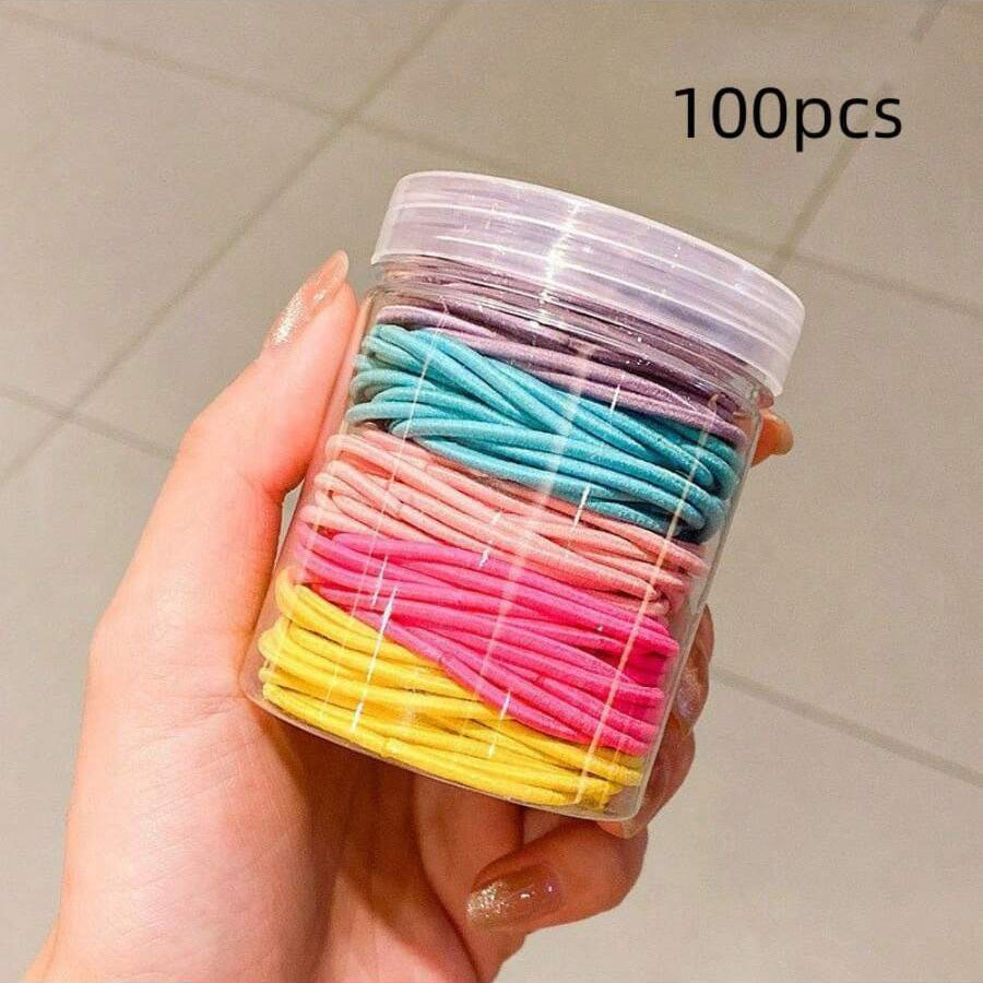 100 Piece Colourful Hair Ties Set Soft Elastic Bands for Kids and Adults