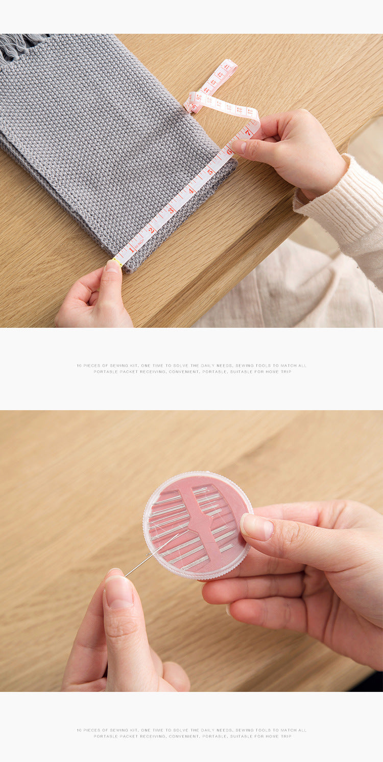 Sewing Kit with Zippered Travel Pouch Thread Needle Stitching Tools Bag