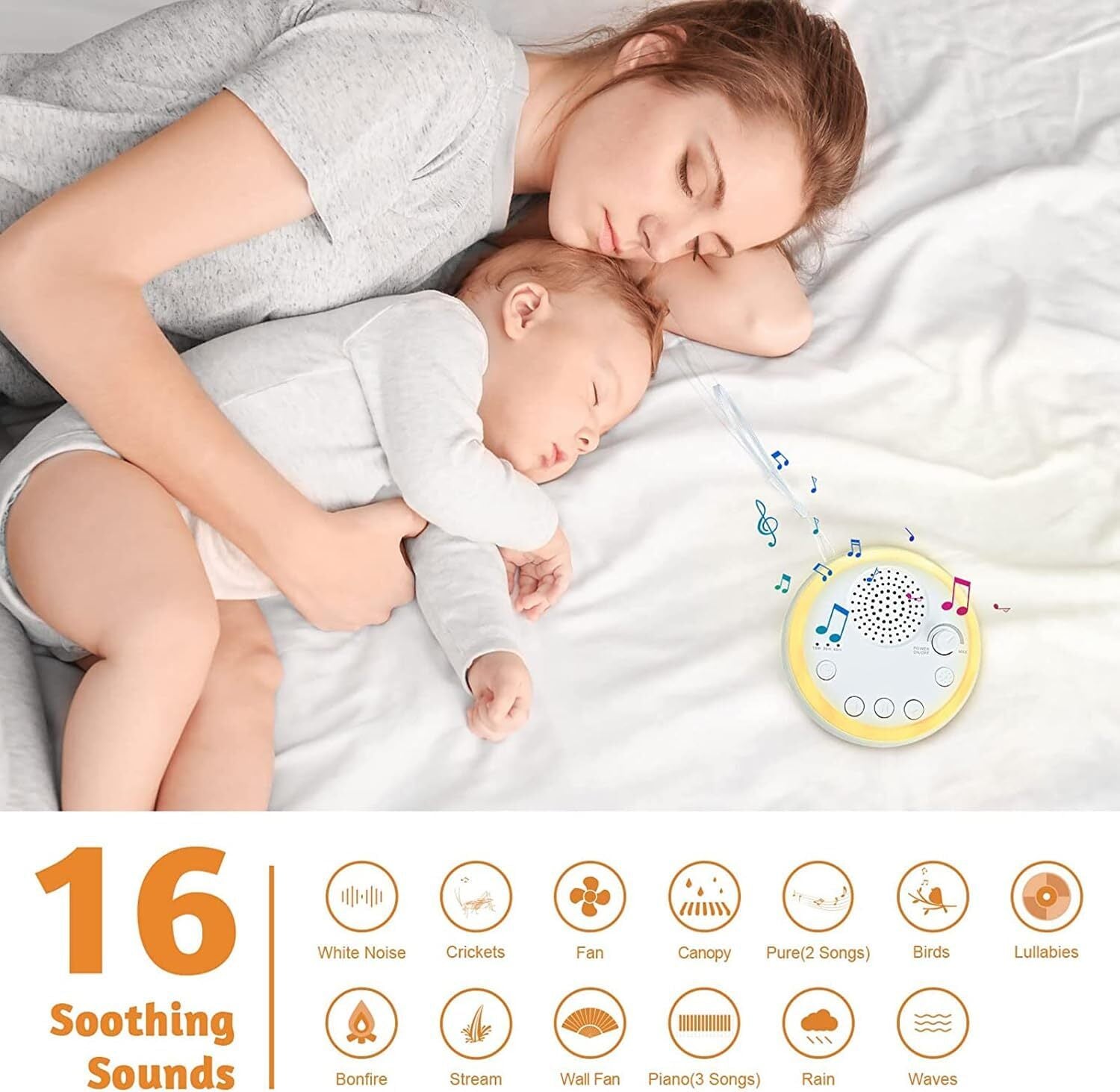 Tranquil Sleep White Noise Portable Sound Machine Baby Soothing Sounds with Adjustable Timer