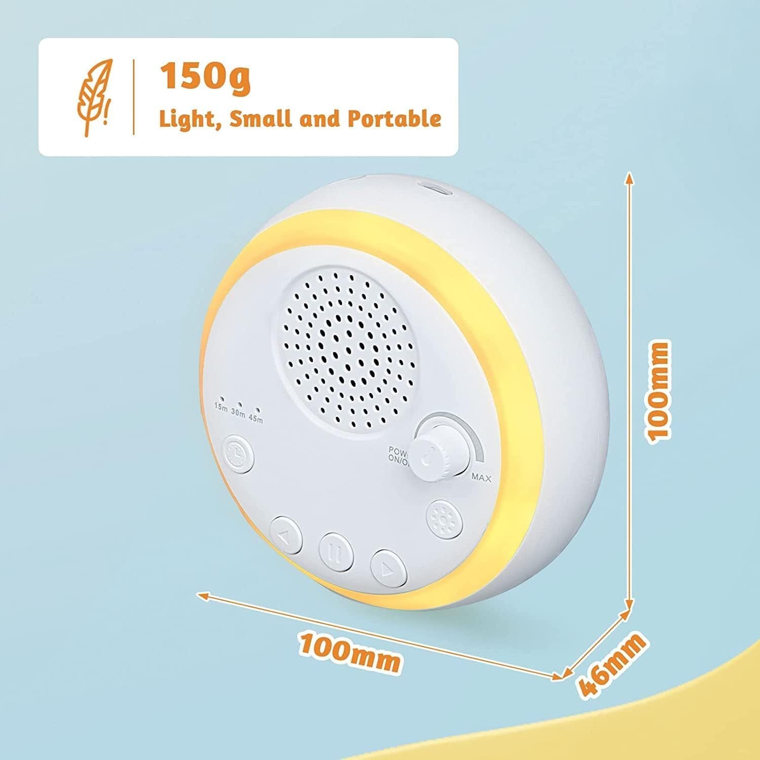Tranquil Sleep White Noise Portable Sound Machine Baby Soothing Sounds with Adjustable Timer