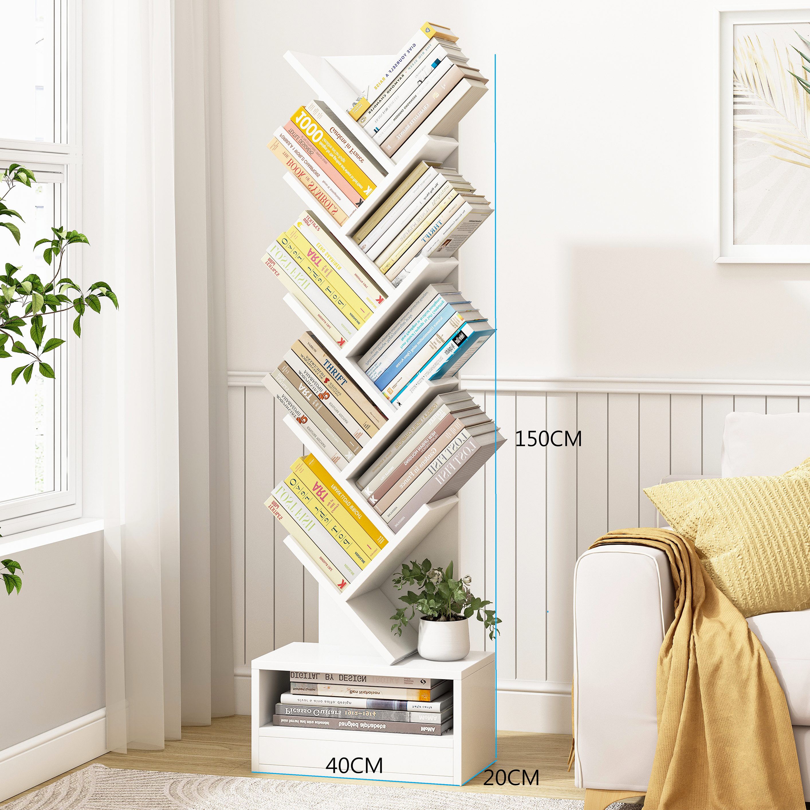 Resort Bookshelf Display Cabinet Shelf Bookcase Organizer (White)