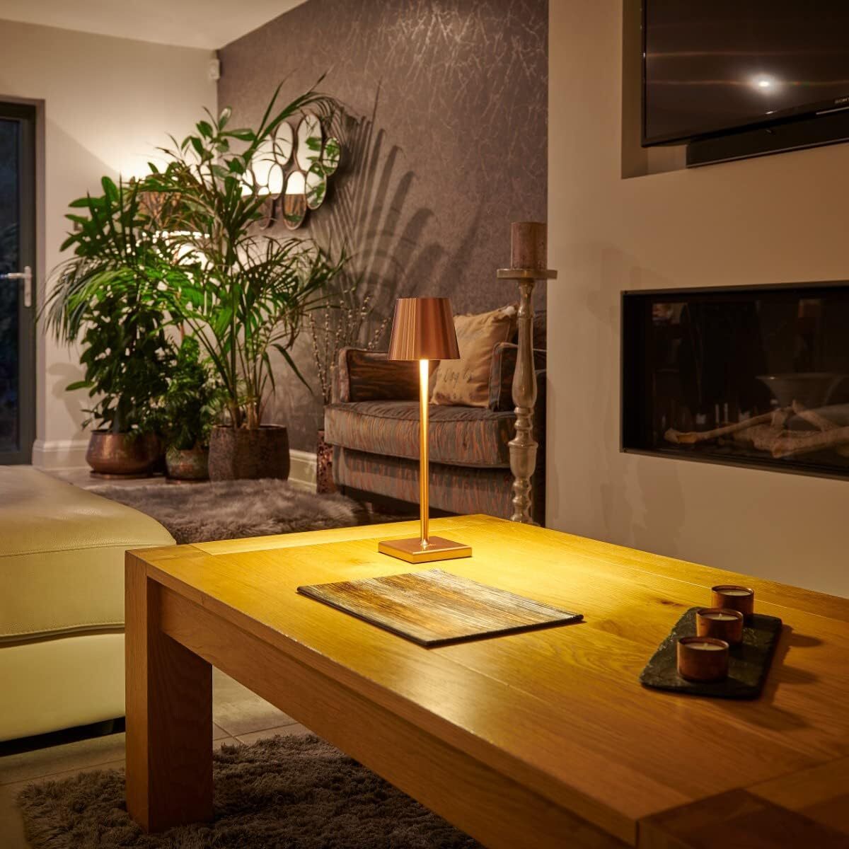 Luxury Designer LED Metal Tall Table Lamp Cordless Touch Sensor Night Light (Gold)