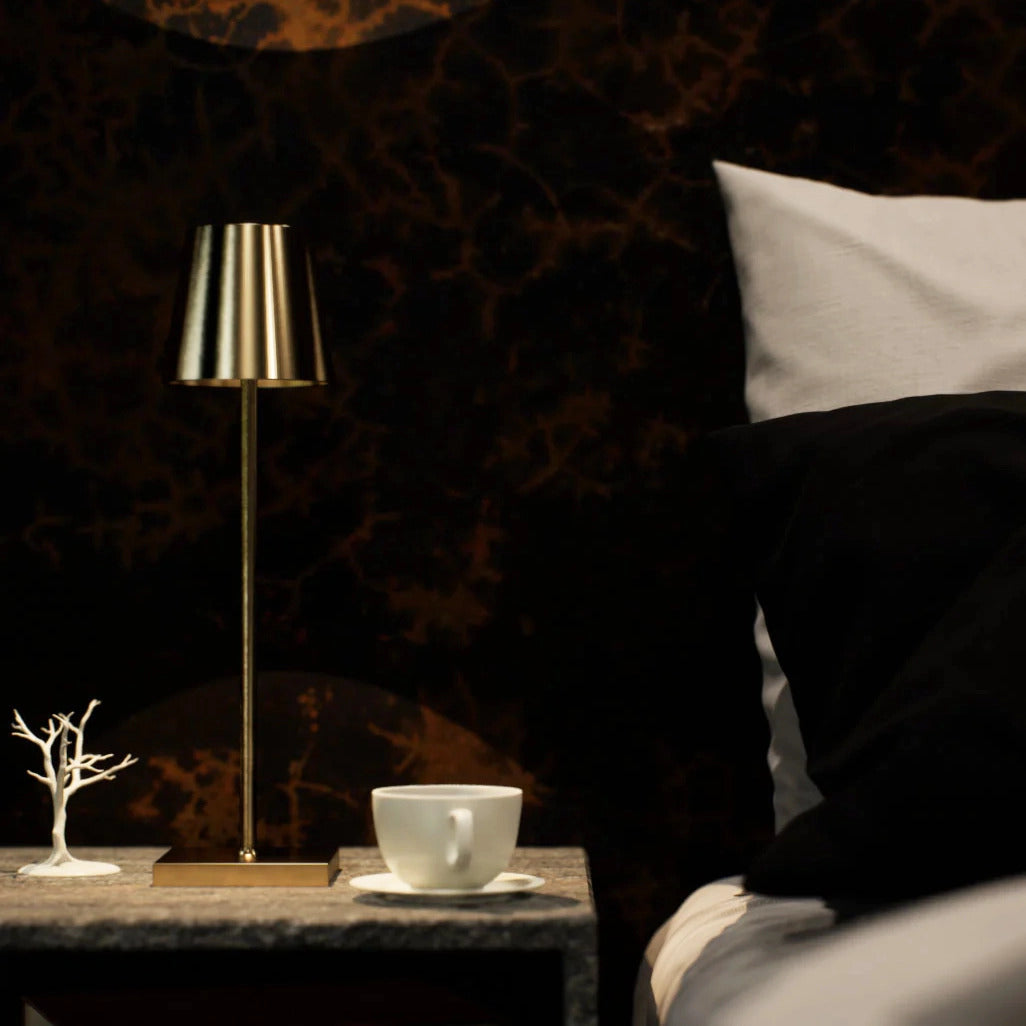 Luxury Designer LED Metal Tall Table Lamp Cordless Touch Sensor Night Light (Gold)