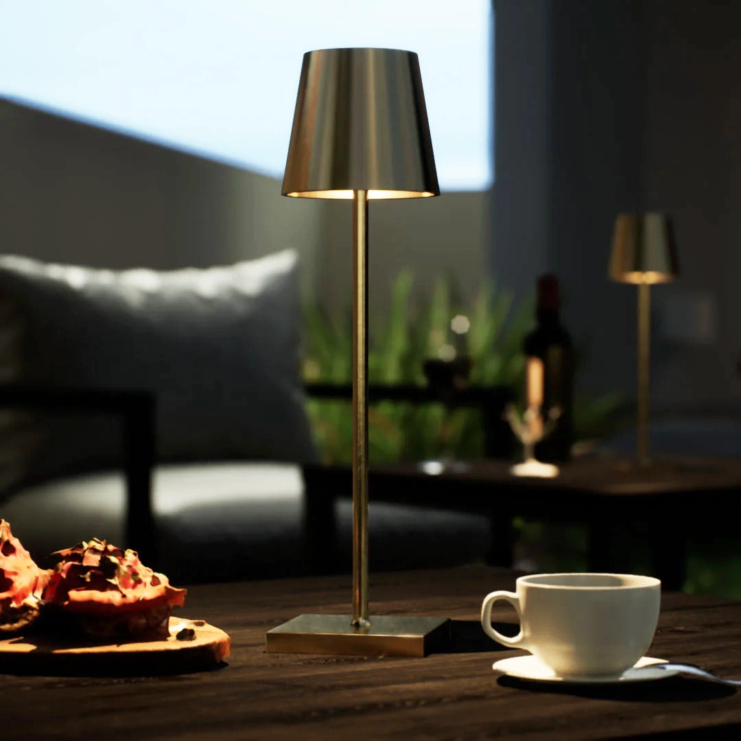 Luxury Designer LED Metal Tall Table Lamp Cordless Touch Sensor Night Light (Gold)