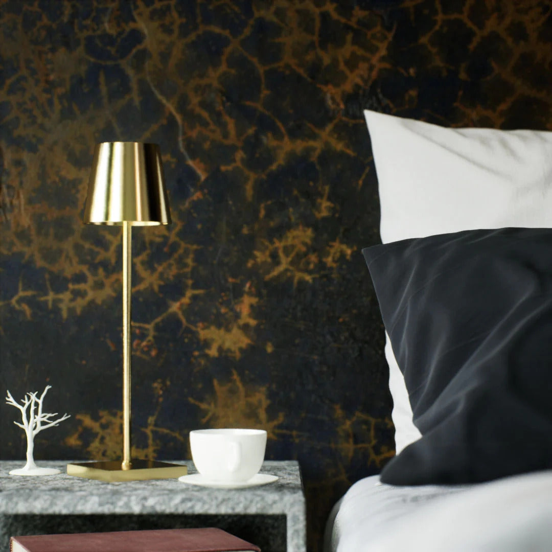 Luxury Designer LED Metal Tall Table Lamp Cordless Touch Sensor Night Light (Gold)