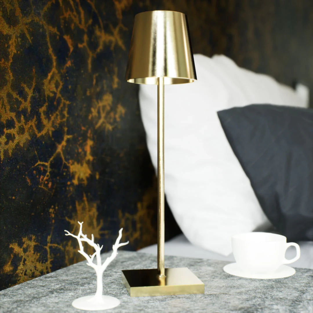 Luxury Designer LED Metal Tall Table Lamp Cordless Touch Sensor Night Light (Gold)