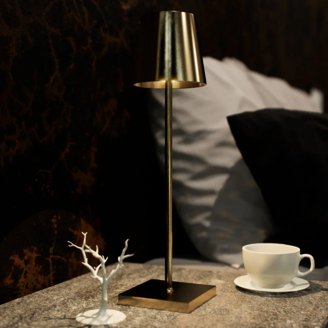 Luxury Designer LED Metal Tall Table Lamp Cordless Touch Sensor Night Light (Gold)