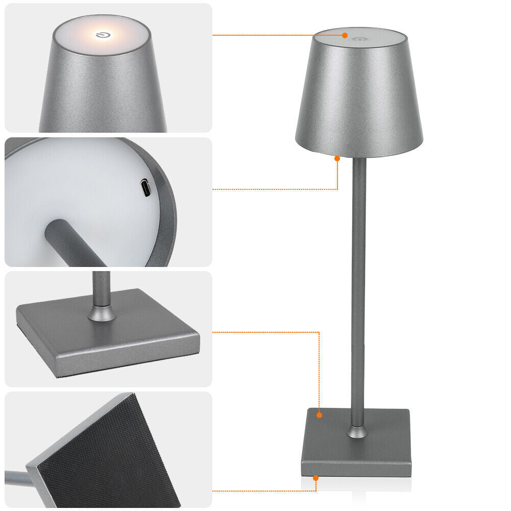 Luxury Designer LED Metal Tall Table Lamp Cordless Touch Sensor Night Light (Gold)