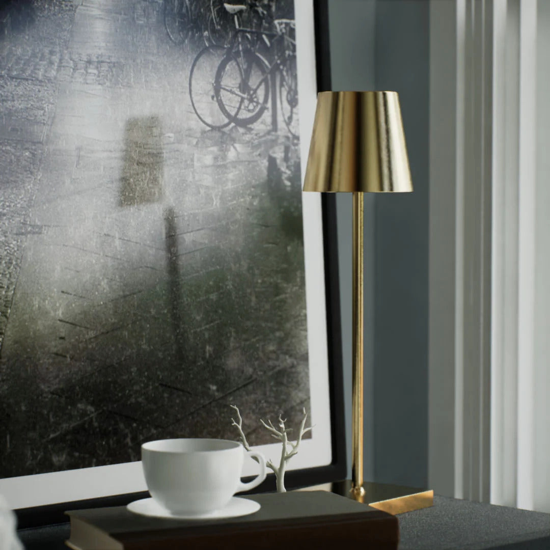 Luxury Designer LED Metal Tall Table Lamp Cordless Touch Sensor Night Light (Gold)