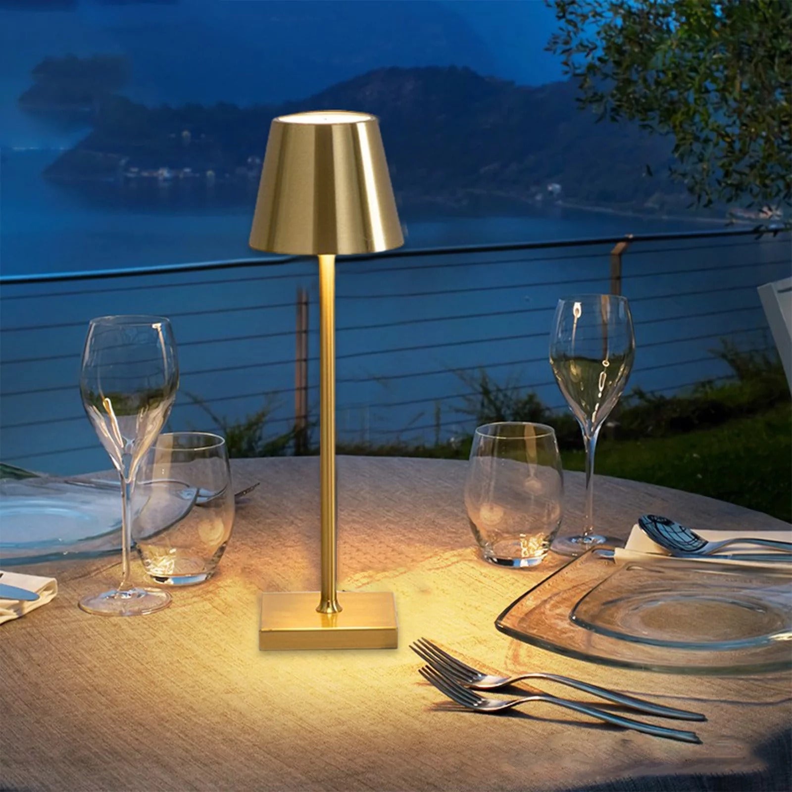 Luxury Designer LED Metal Tall Table Lamp Cordless Touch Sensor Night Light (Gold)