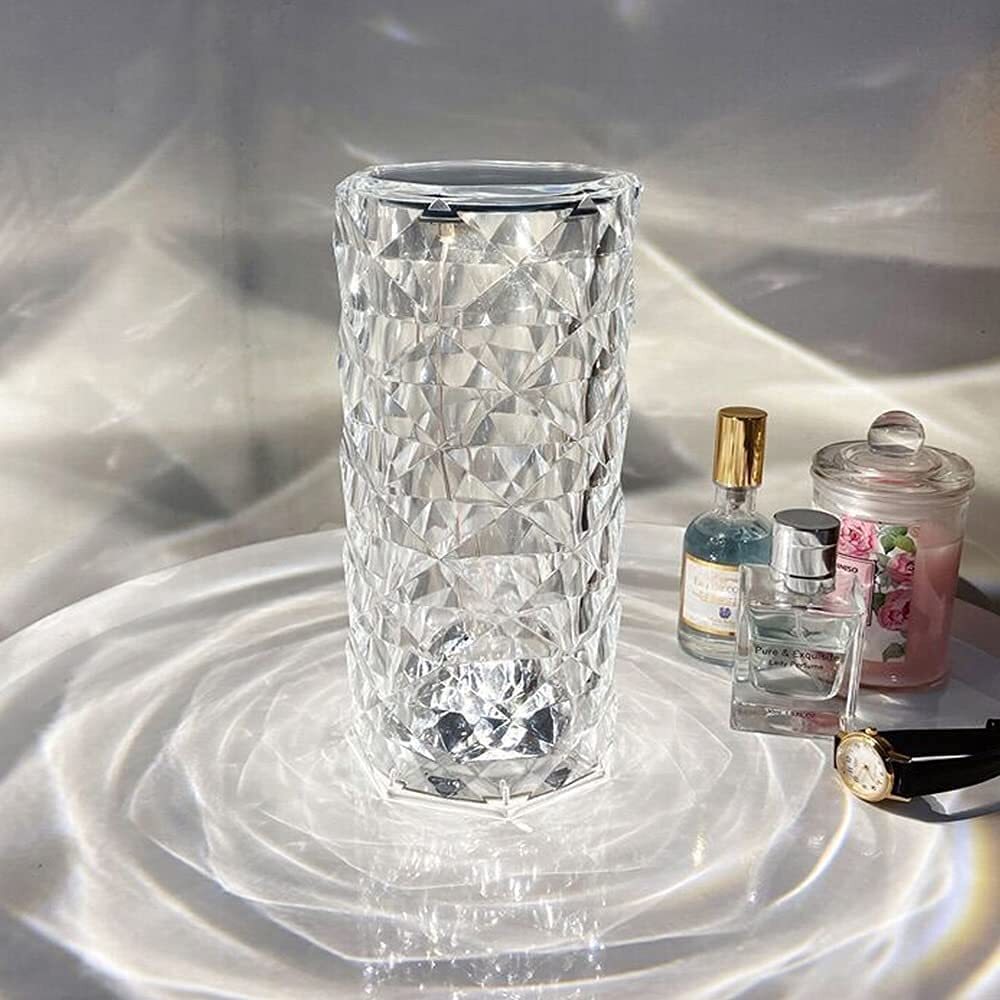 Rose Diamond Crystal LED Table Lamp Cordless Touch Sensor Night Light
