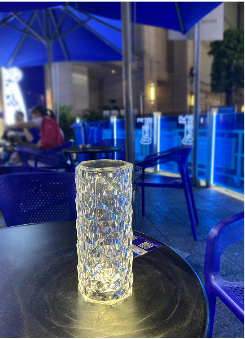 Rose Diamond Crystal LED Table Lamp Cordless Touch Sensor Night Light