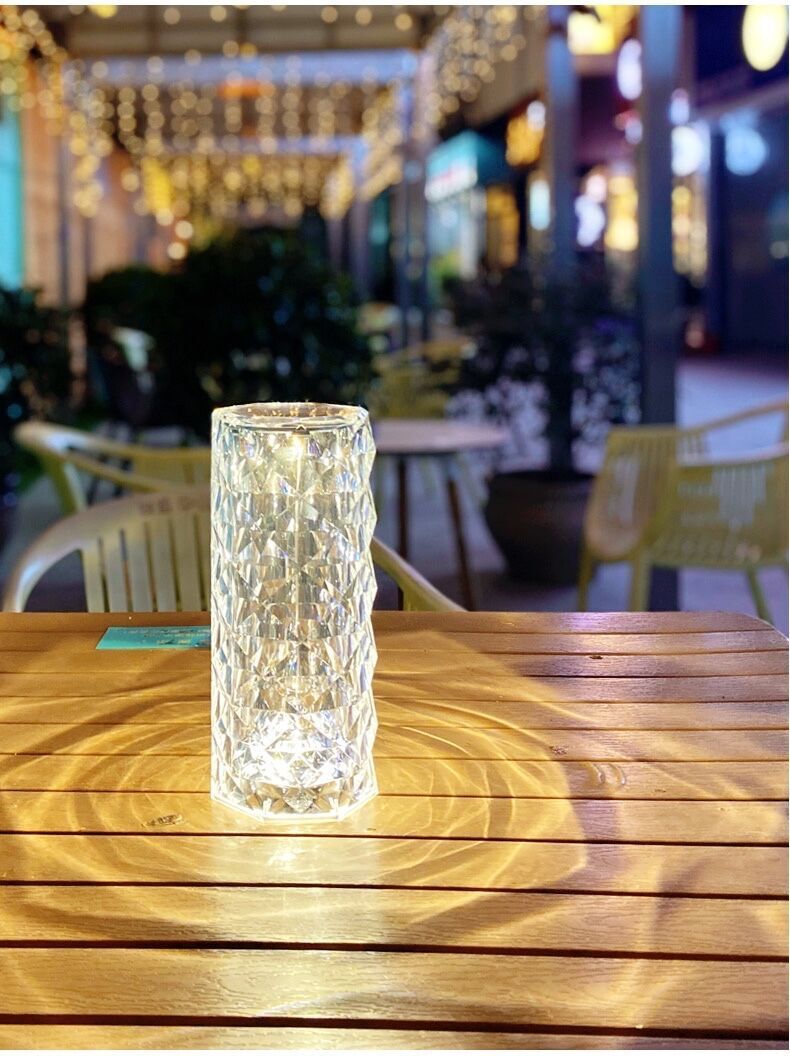 Rose Diamond Crystal LED Table Lamp Cordless Touch Sensor Night Light