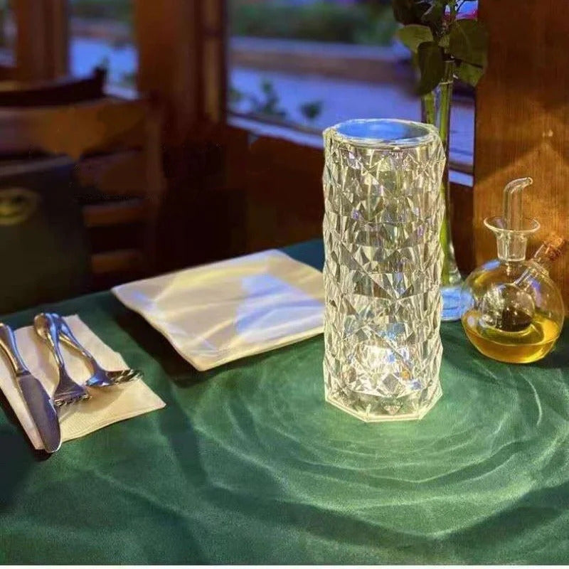 Rose Diamond Crystal LED Table Lamp Cordless Touch Sensor Night Light