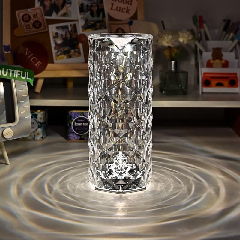 Rose Diamond Crystal LED Table Lamp Cordless Touch Sensor Night Light