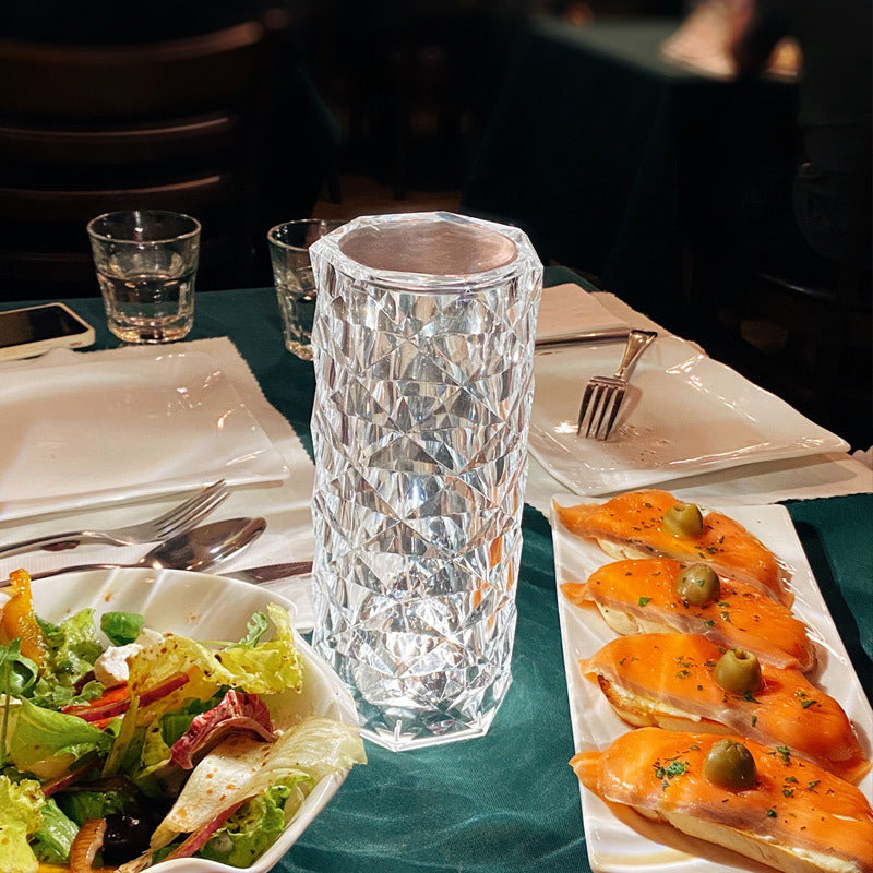 Rose Diamond Crystal LED Table Lamp Cordless Touch Sensor Night Light