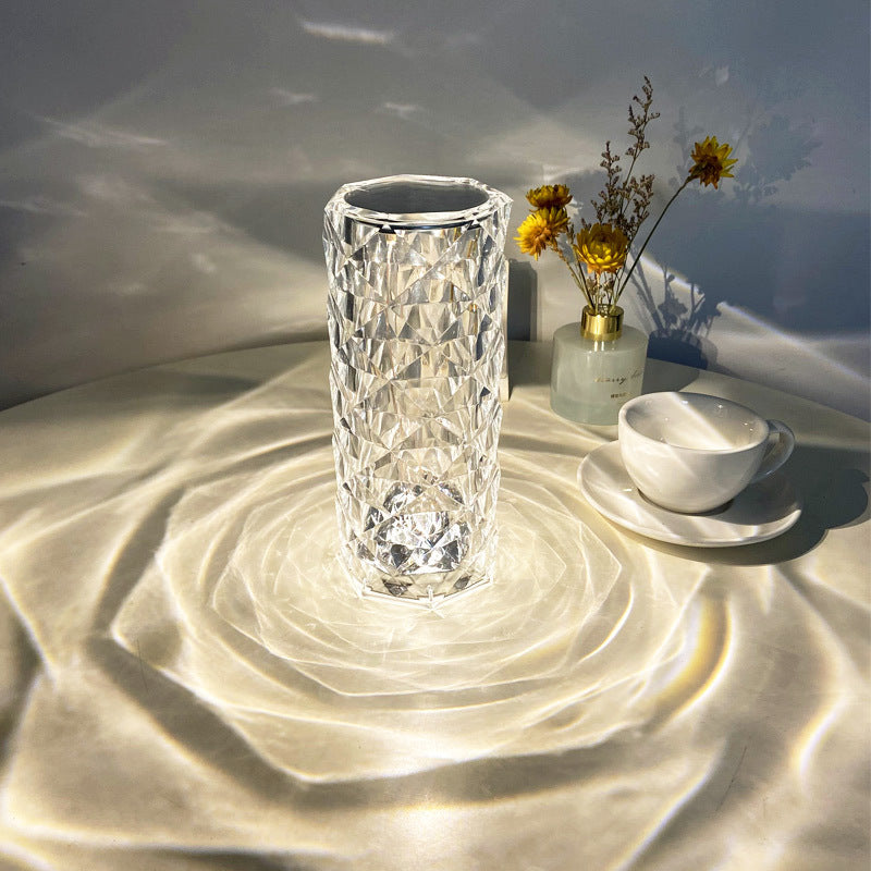 Rose Diamond Crystal LED Table Lamp Cordless Touch Sensor Night Light