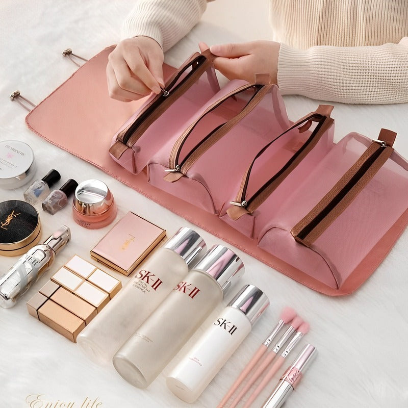 4 in 1 Makeup Pouch Set Cosmetic Organizer Folding Travel Case Toiletry Hanging Bag