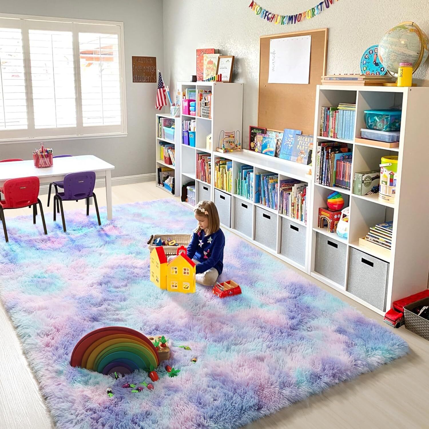 XL Purple Rainbow Dream Comfortable Shag Rug (300 x 200)