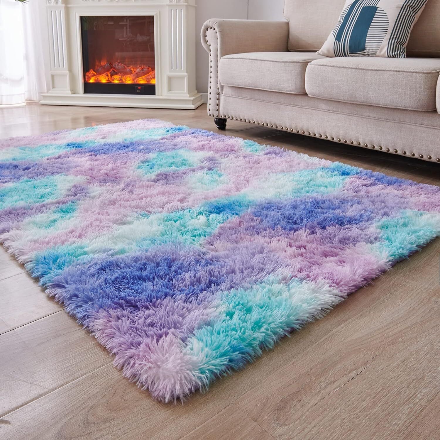 XL Purple Rainbow Dream Comfortable Shag Rug (300 x 200)