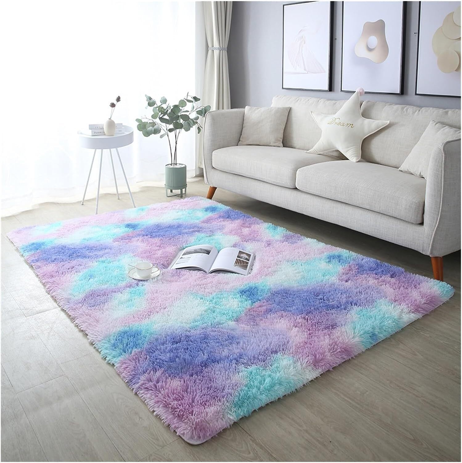 XL Purple Rainbow Dream Comfortable Shag Rug (300 x 200)