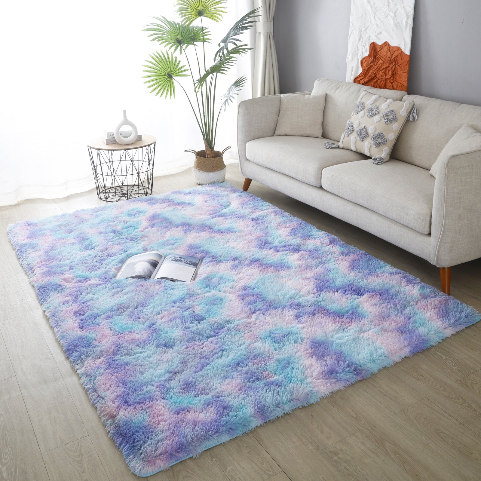 XL Purple Rainbow Dream Comfortable Shag Rug (300 x 200)