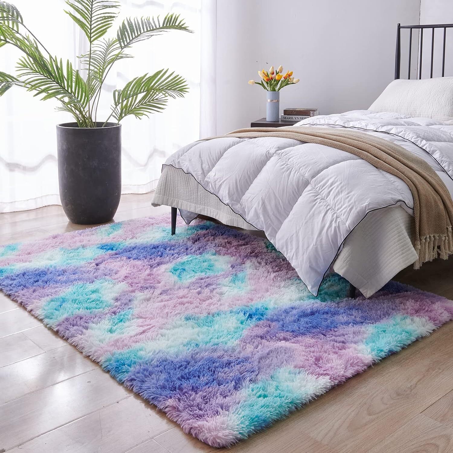 XL Purple Rainbow Dream Comfortable Shag Rug (300 x 200)
