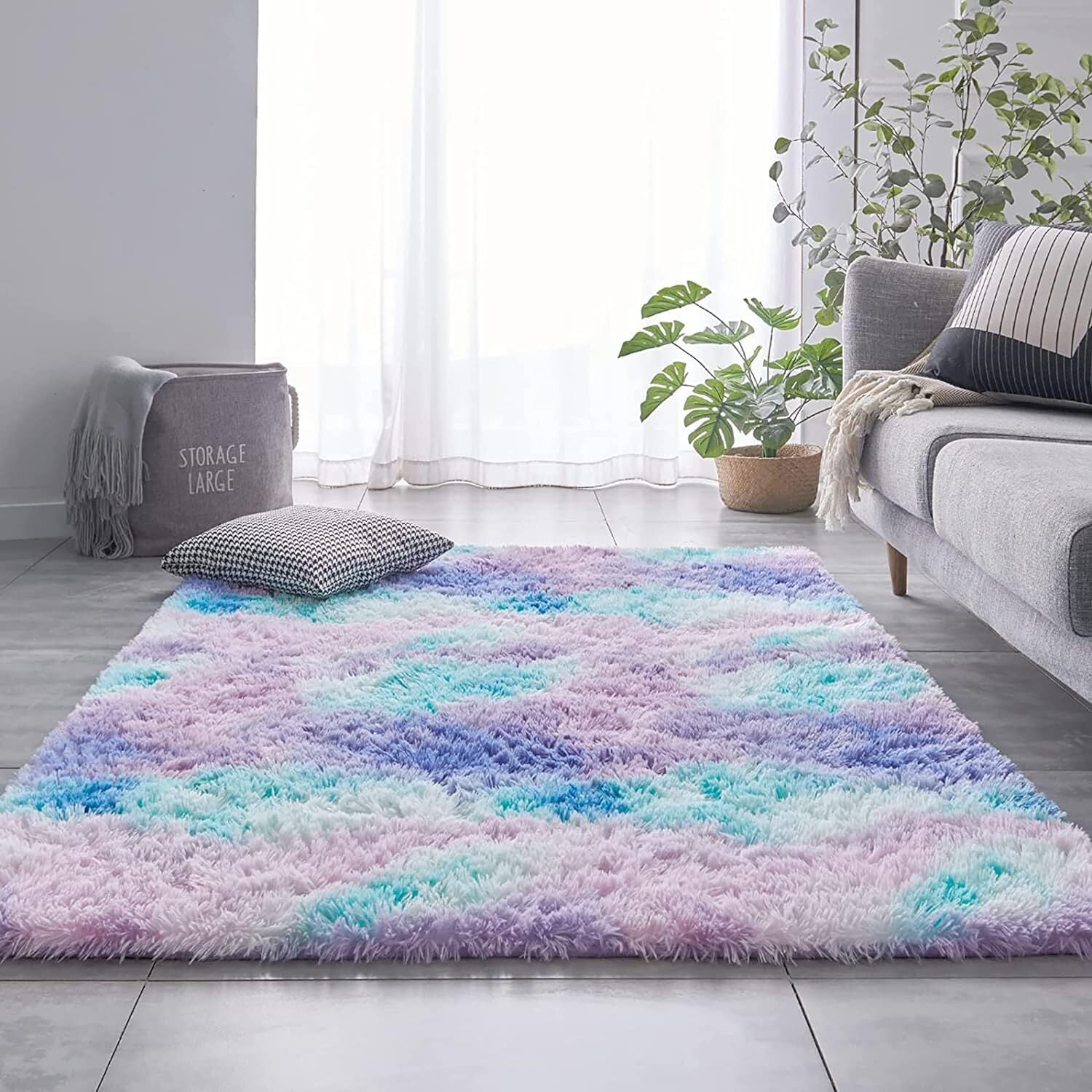 XL Purple Rainbow Dream Comfortable Shag Rug (300 x 200)