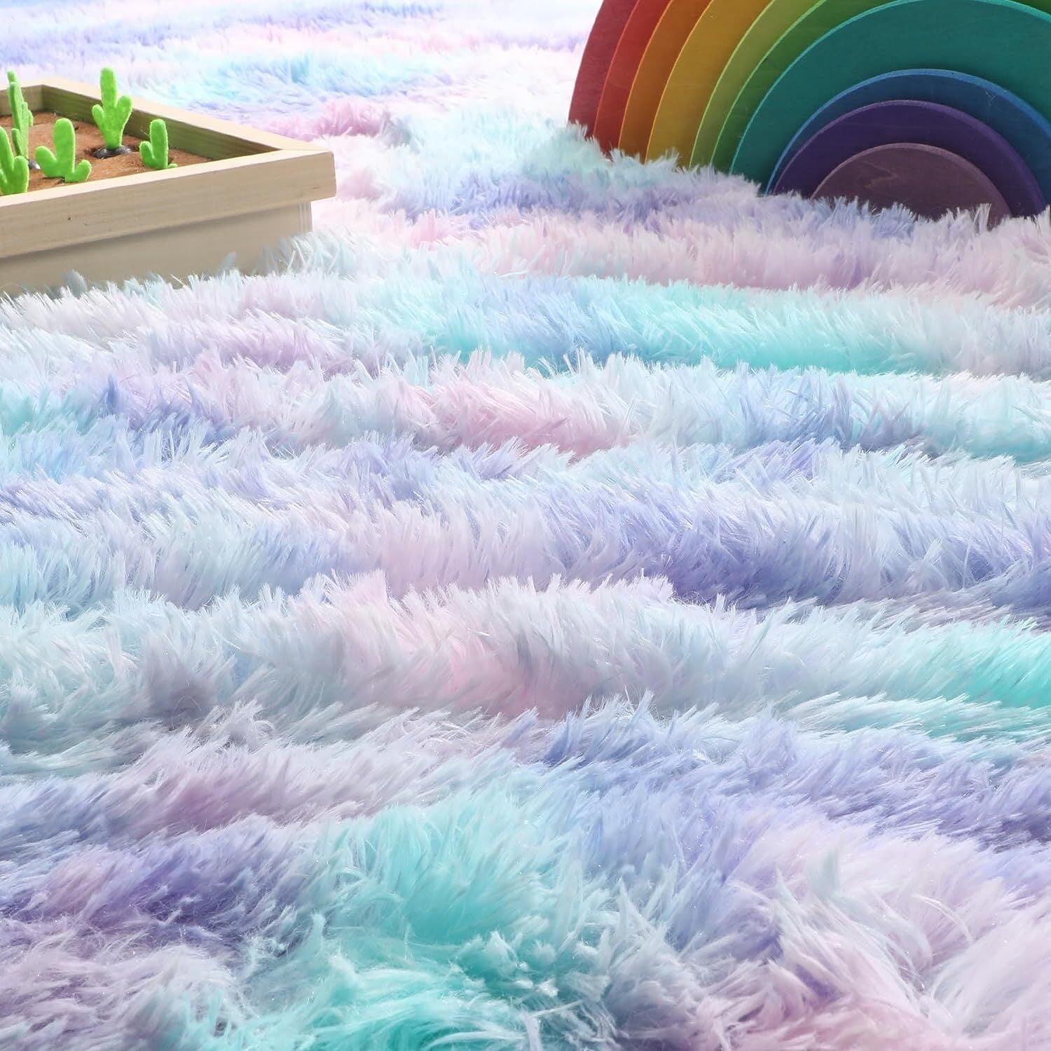 XL Purple Rainbow Dream Comfortable Shag Rug (300 x 200)