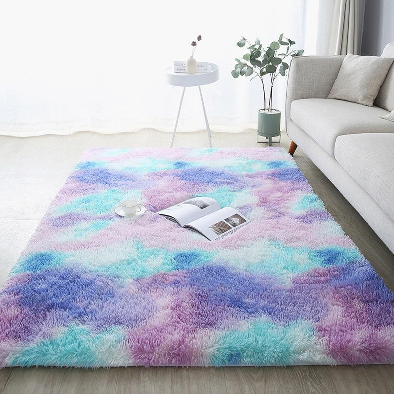 XL Purple Rainbow Dream Comfortable Shag Rug (300 x 200)