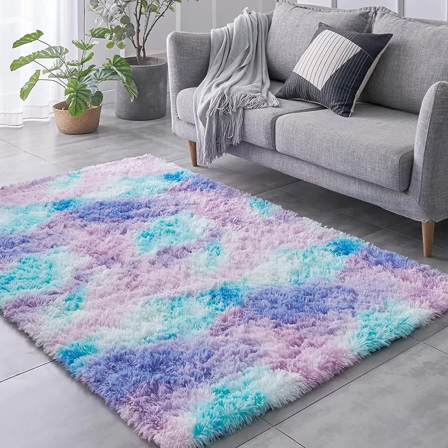 XL Purple Rainbow Dream Comfortable Shag Rug (300 x 200)