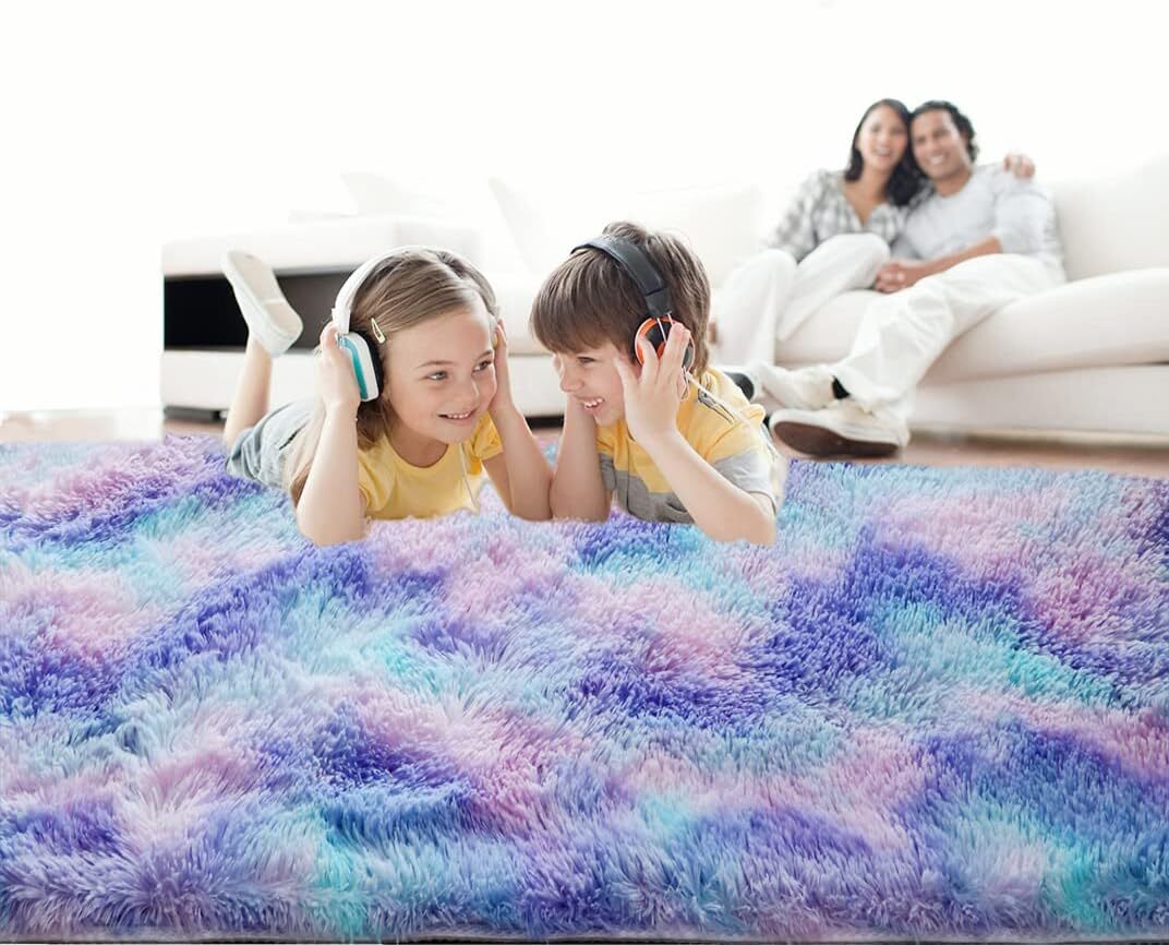 XL Purple Rainbow Dream Comfortable Shag Rug (300 x 200)