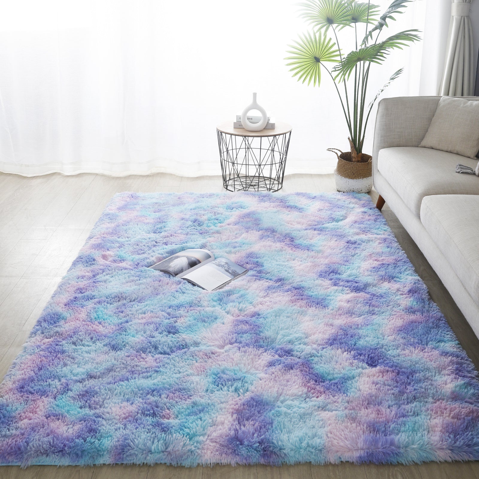 XL Purple Rainbow Dream Comfortable Shag Rug (300 x 200)