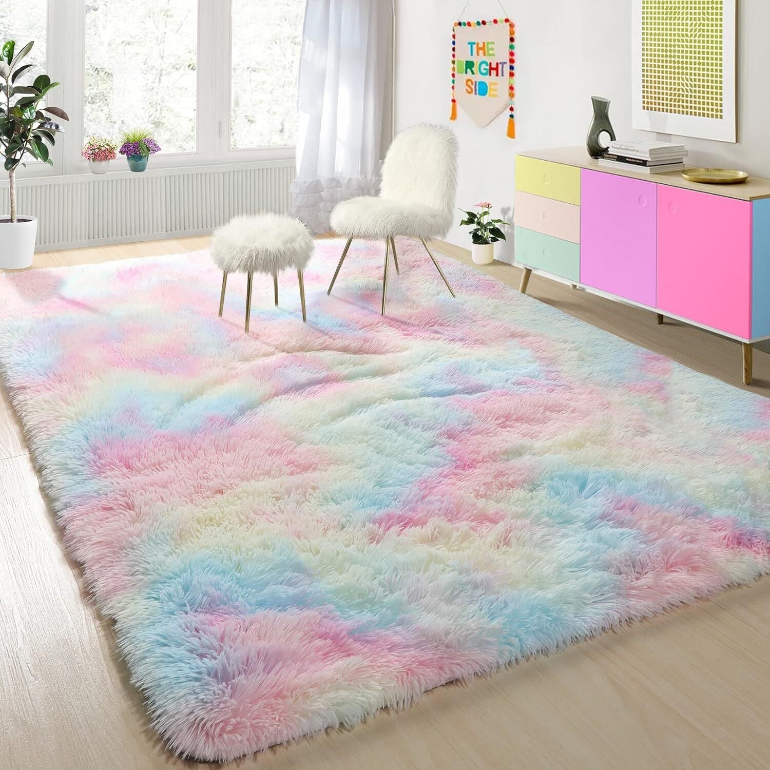 4m Extra Large Soft Rainbow Dream Comfortable Shag Rug (400 x 200)