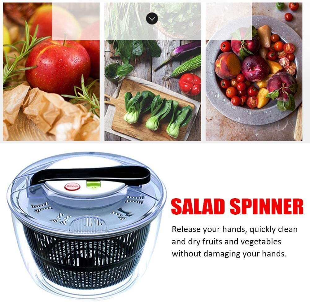 5L Salad Spinner Large Capacity Vegetable Washer Dryer Kitchen Tool