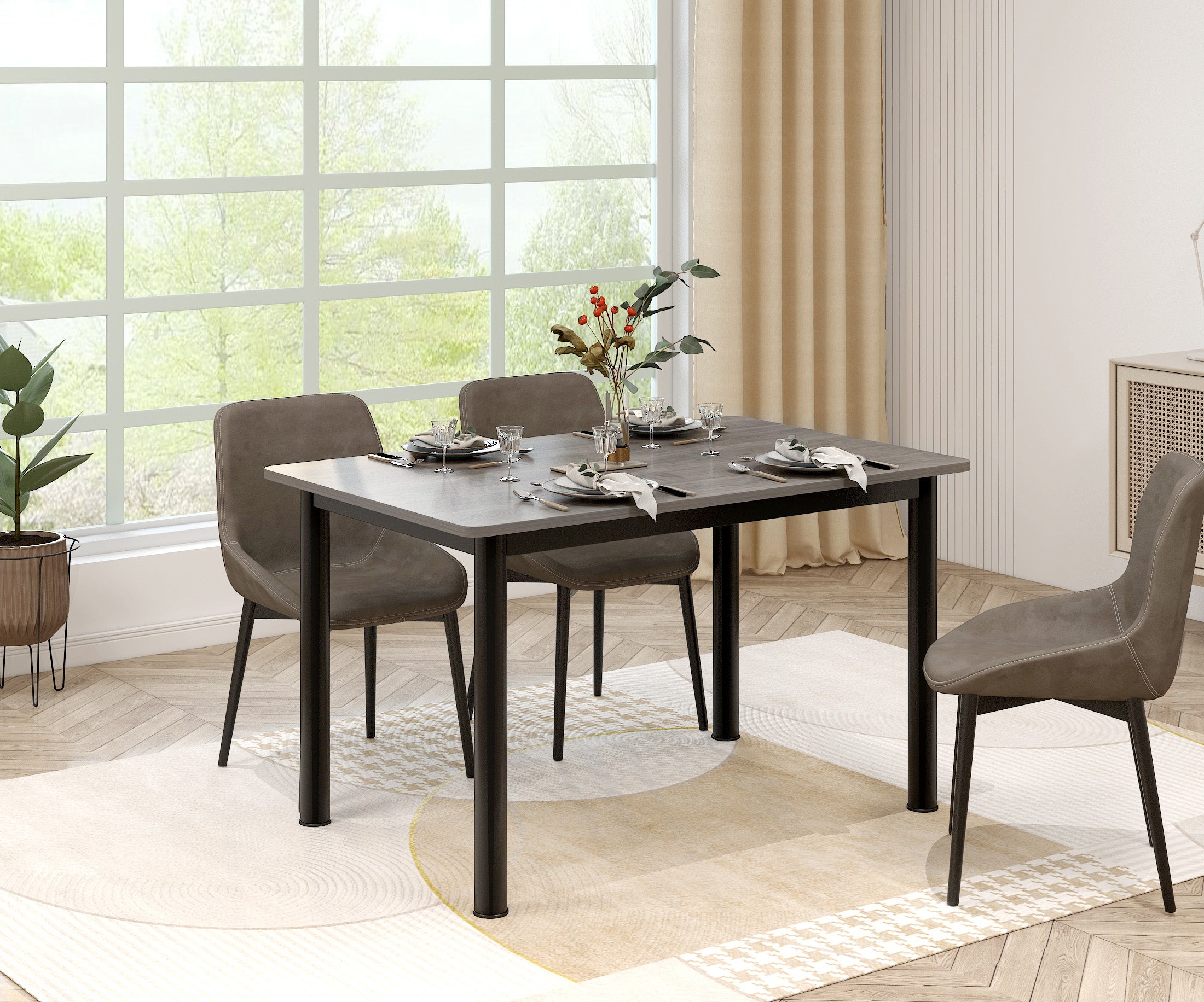 Heritage Industrial Wood & Metal Dining Table 100cm