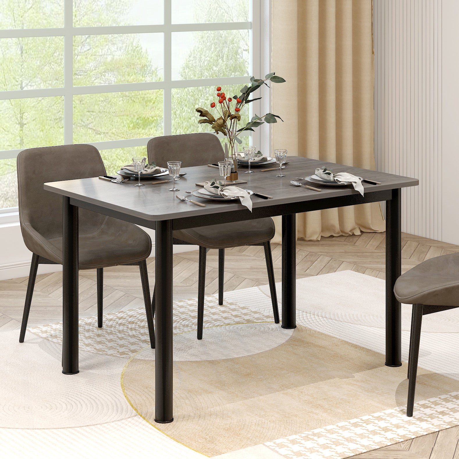 Heritage Industrial Wood & Metal Dining Table 100cm